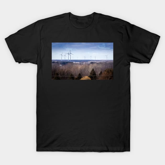 Wind Turbines On The Horizon T-Shirt by Robert Alsop